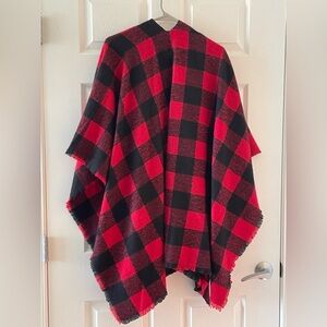 Red and Black Checkered Poncho